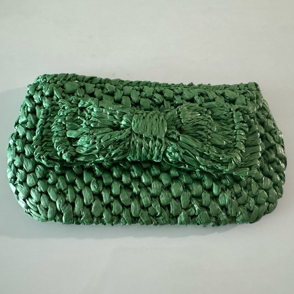 Green Woven Clutch Bag